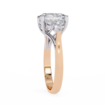 3.5 Ct Oval Cut Lab Grown Diamond Cluster Gold Ring