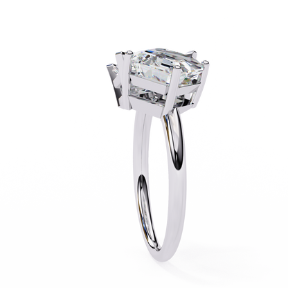 Radiant And Emerald Cut Lab Grown Diamond Two Stone Engagement Ring