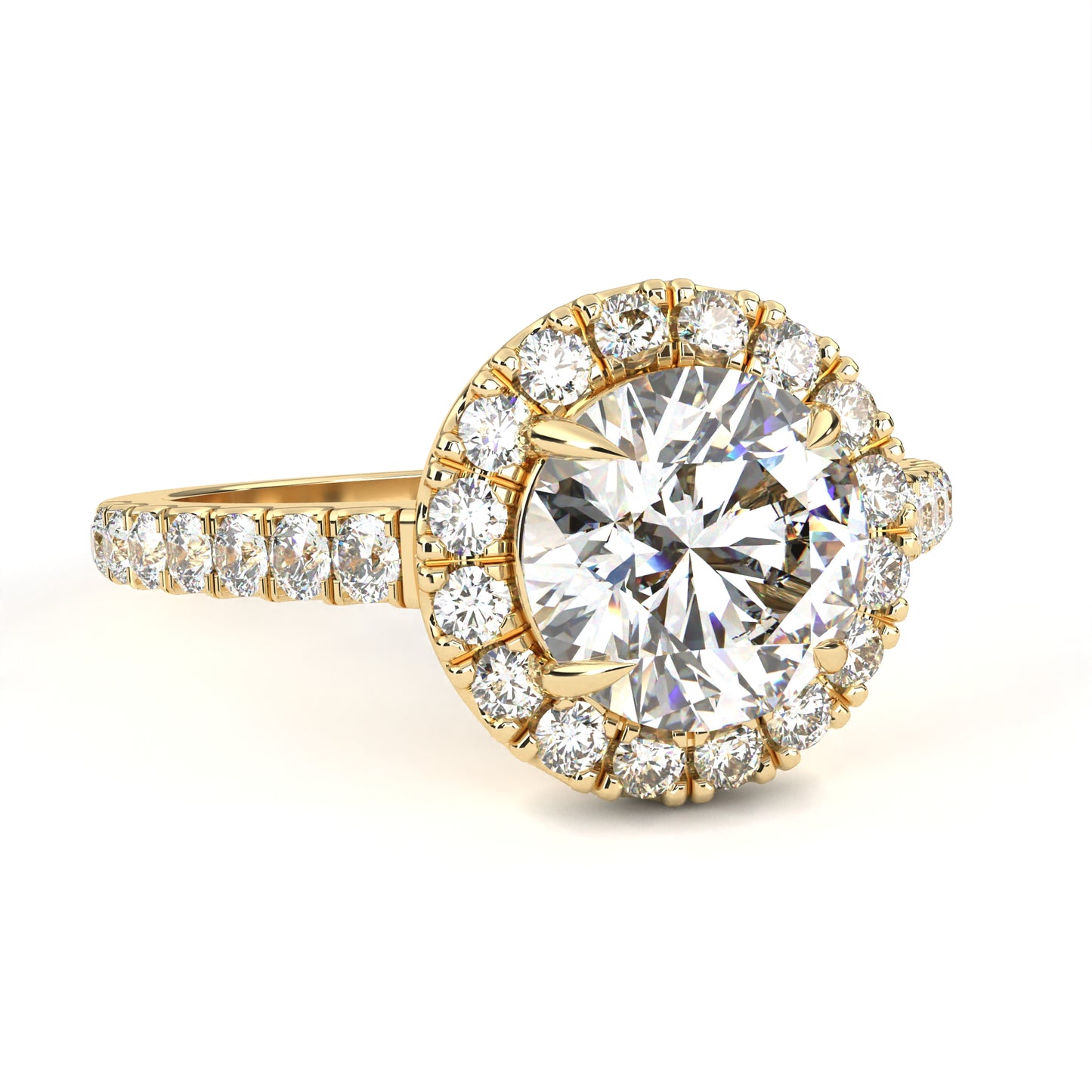 2.45 Ct Round Cut Lab Grown Diamond Pave Gold Engagement Ring