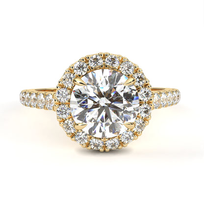 2.45 Ct Round Cut Lab Grown Diamond Pave Gold Engagement Ring