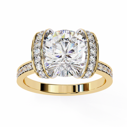 3.25 Ct Round Cut Lab Grown Diamond Channel Engagement Ring