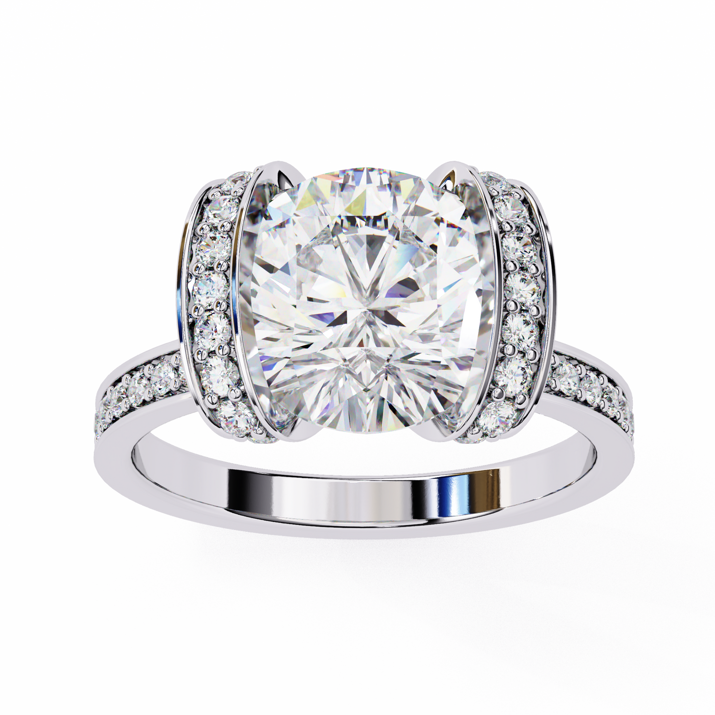 3.25 Ct Round Cut Lab Grown Diamond Channel Engagement Ring