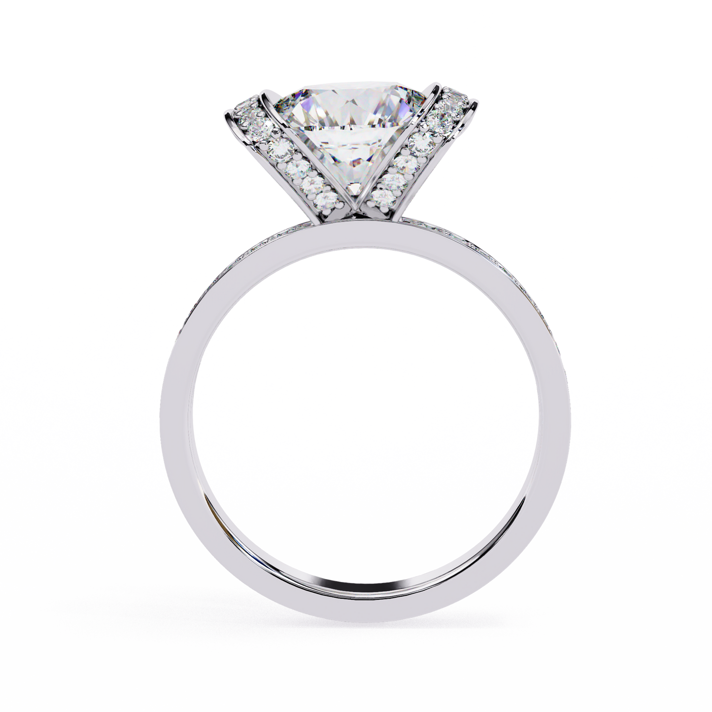 3.25 Ct Round Cut Lab Grown Diamond Channel Engagement Ring