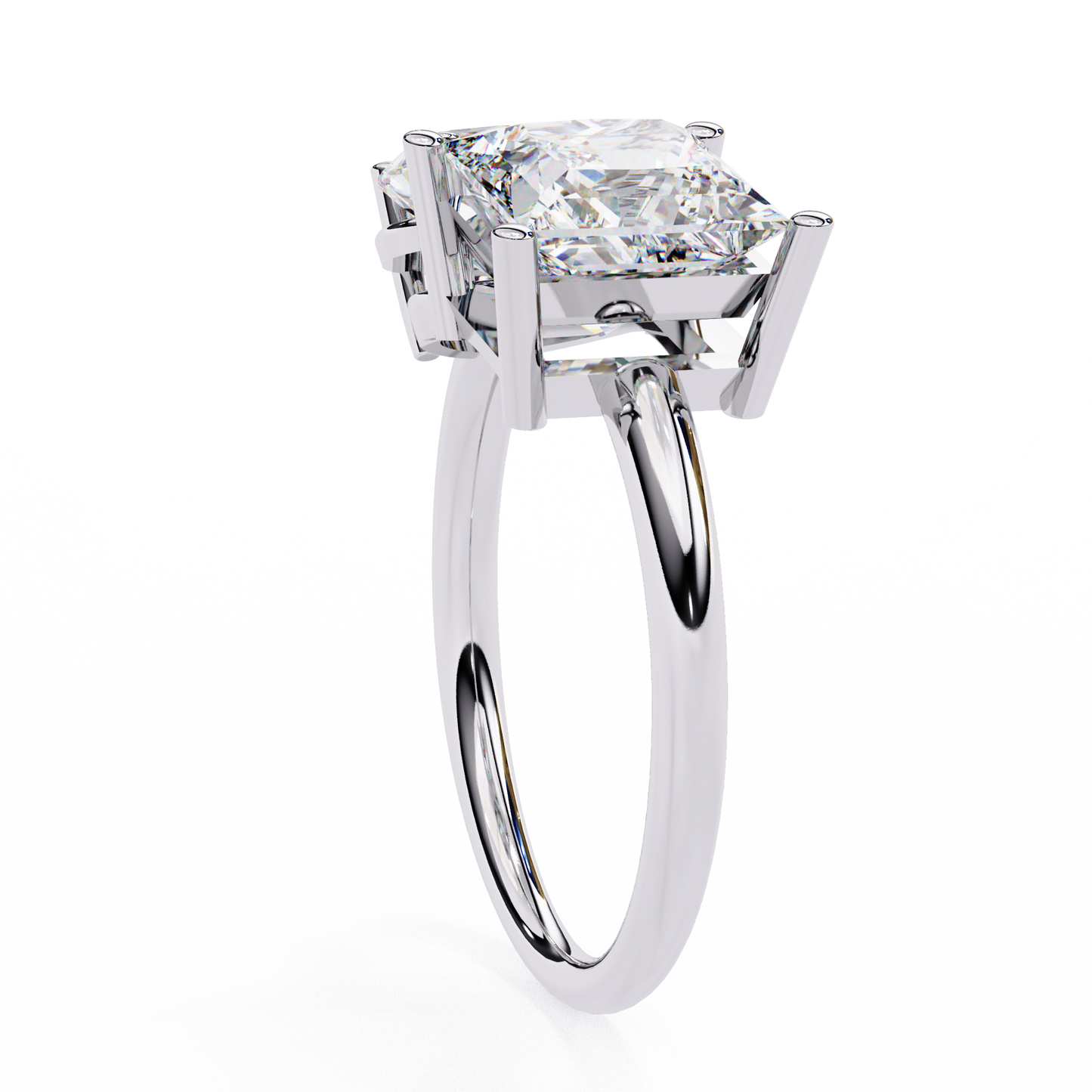 Pear And Princess Cut Lab Grown Diamond Two Stone Engagement Ring