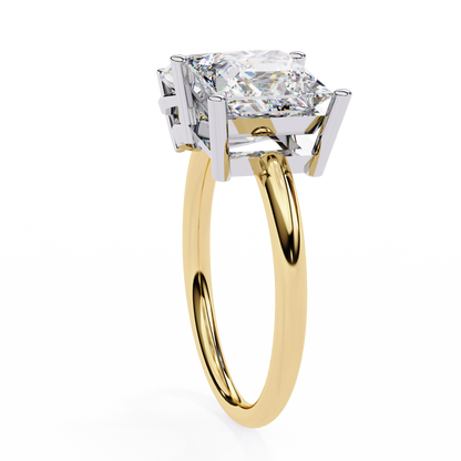 Pear And Princess Cut Lab Grown Diamond Two Stone Engagement Ring