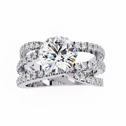 1.00 Ct Round Cut Lab Grown Diamond Crossover Ring