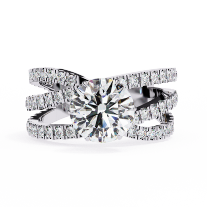 1.00 Ct Round Cut Lab Grown Diamond Crossover Ring