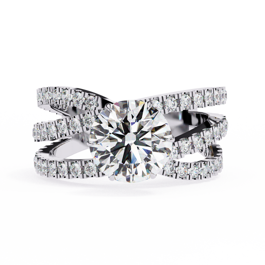 1.00 Ct Round Cut Lab Grown Diamond Crossover Ring