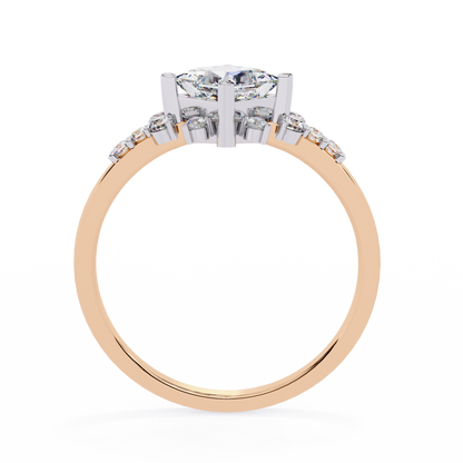 1.00 Ct Princess Cut Lab Grown Diamond Cluster Gold Ring