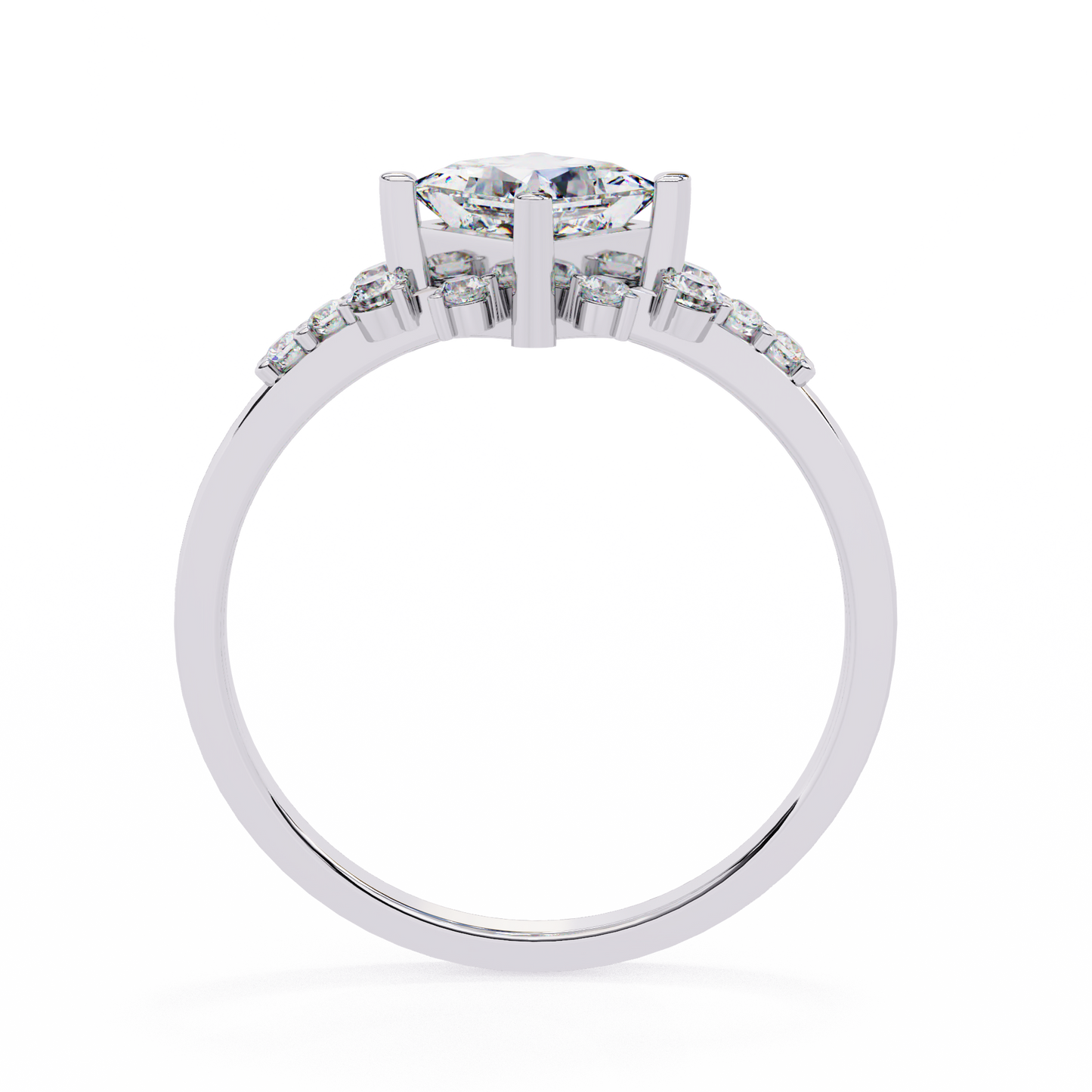 1.00 Ct Princess Cut Lab Grown Diamond Cluster Gold Ring