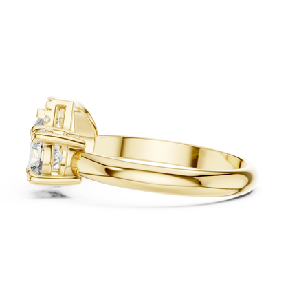 Pear and Round Cut Lab Grown Diamond Toi et Moi Engagement Ring