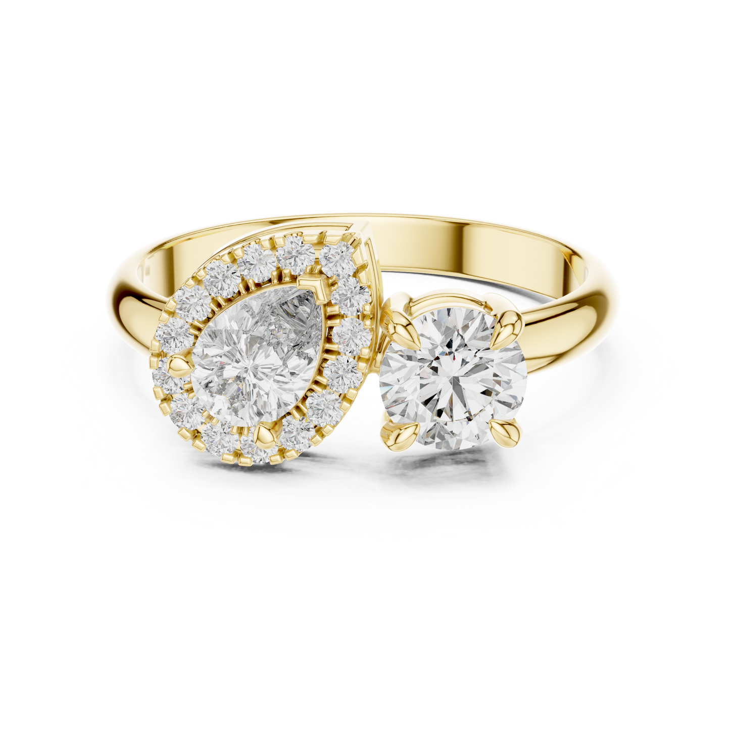 Pear and Round Cut Lab Grown Diamond Toi et Moi Engagement Ring