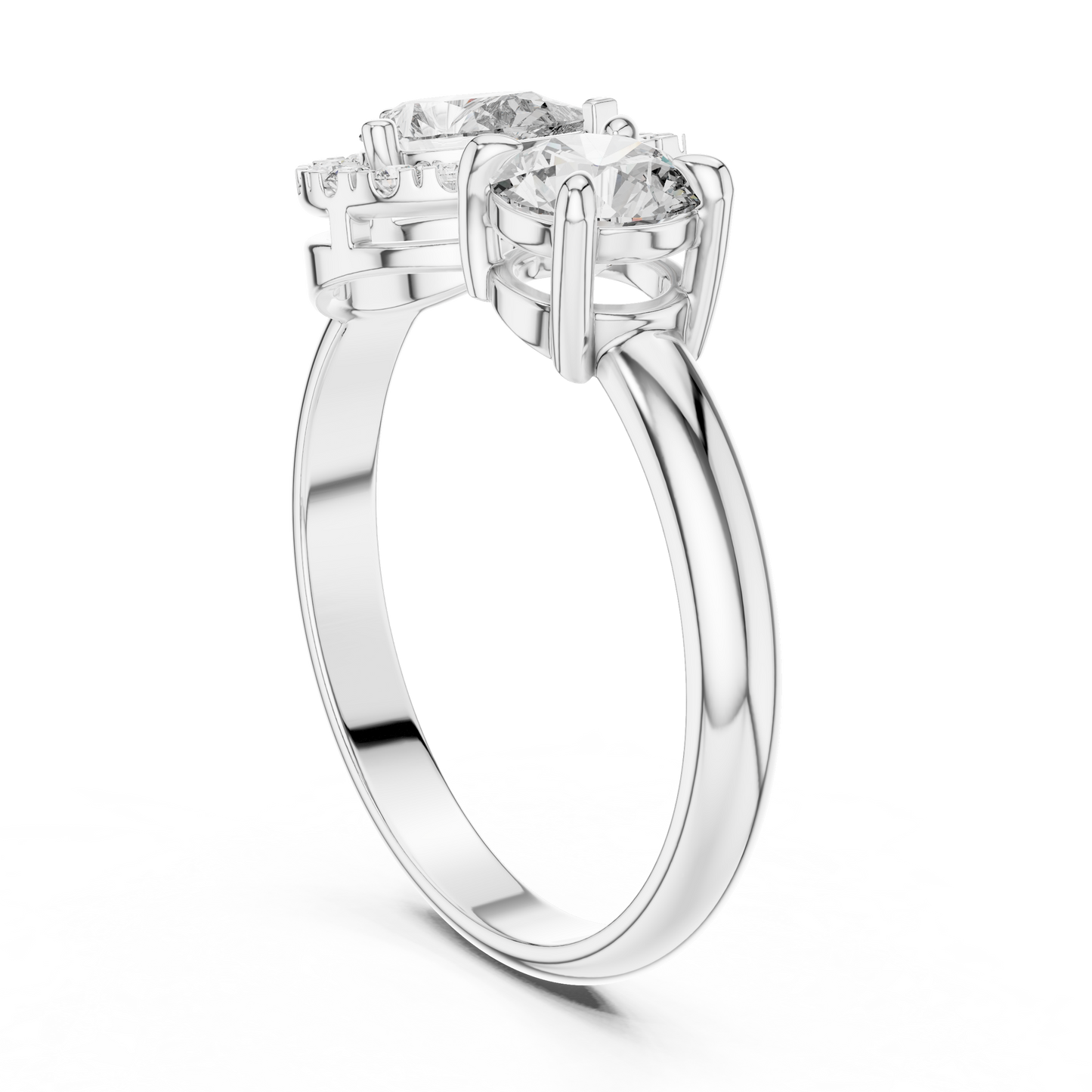 Pear and Round Cut Lab Grown Diamond Toi et Moi Engagement Ring