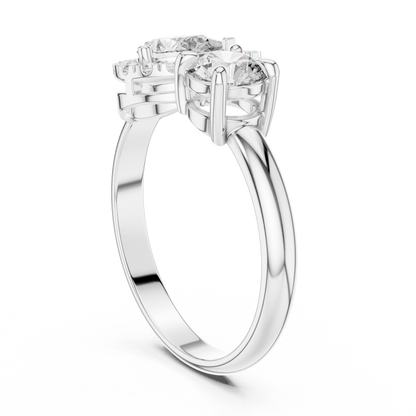 Pear and Round Cut Lab Grown Diamond Toi et Moi Engagement Ring