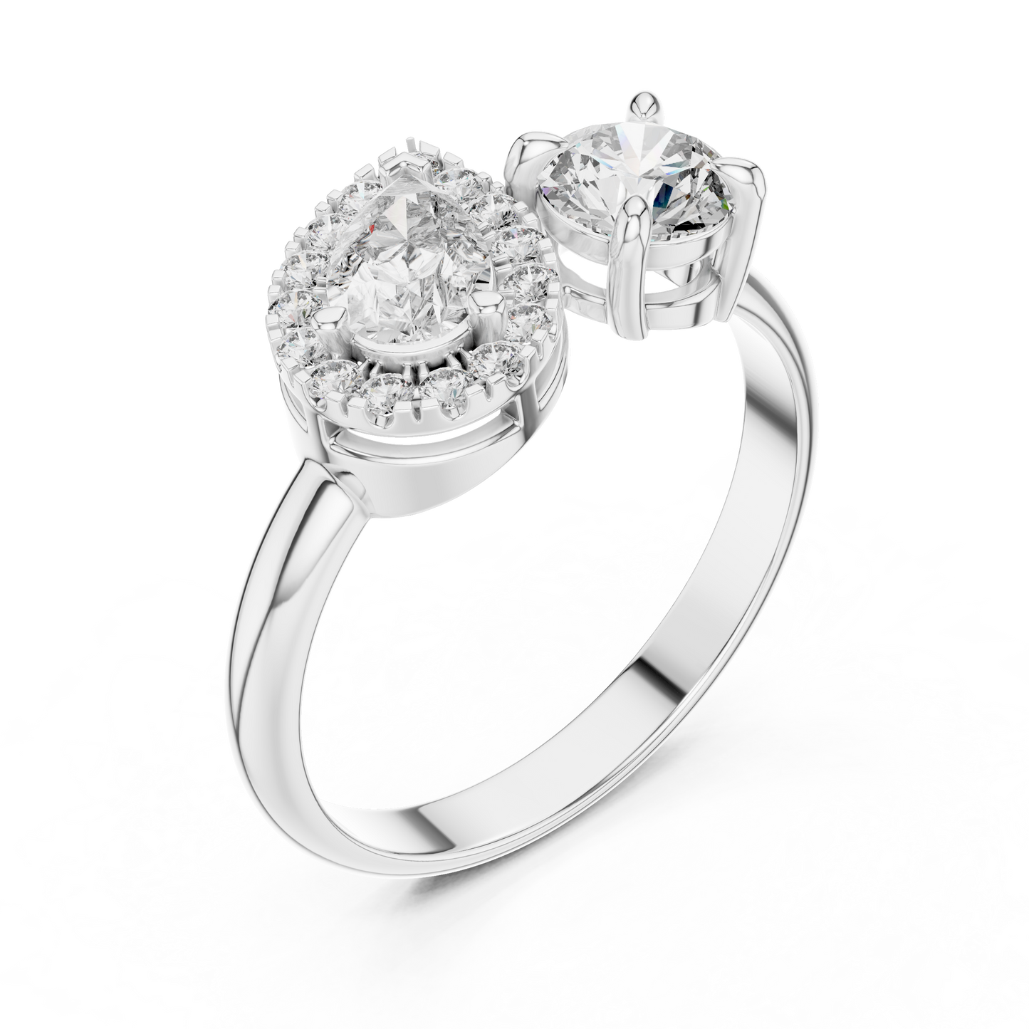 Pear and Round Cut Lab Grown Diamond Toi et Moi Engagement Ring