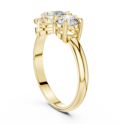 Pear and Round Cut Lab Grown Diamond Toi et Moi Engagement Ring