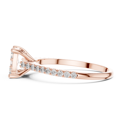Round Cut Lab Grown Diamond illusion Set Gold Ring