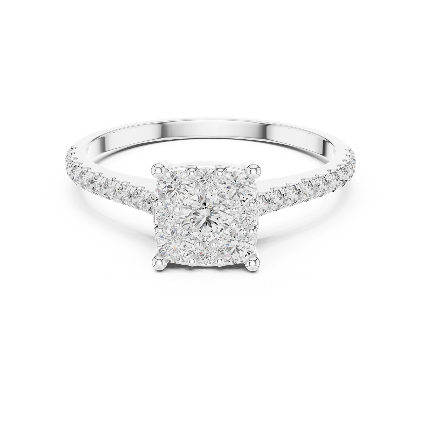 Round Cut Lab Grown Diamond illusion Set Gold Ring