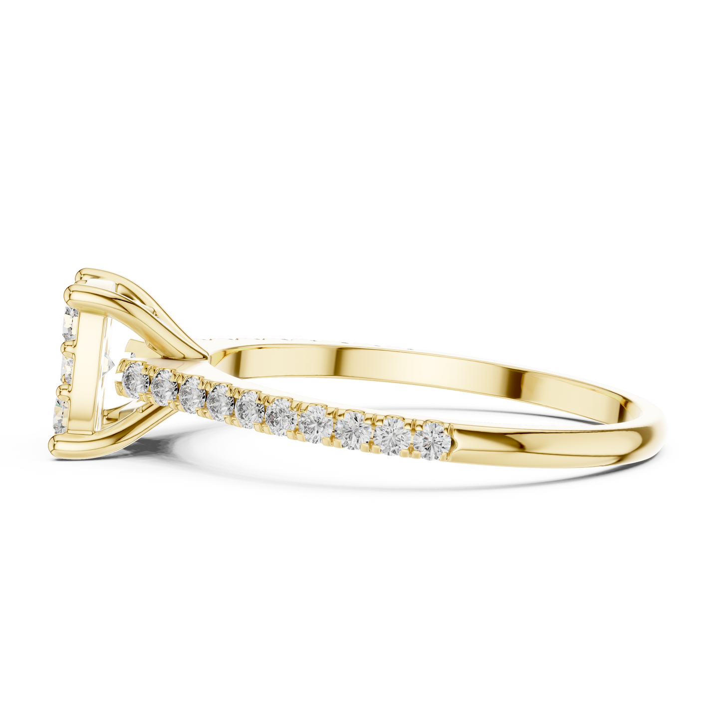 Round Cut Lab Grown Diamond illusion Set Gold Ring