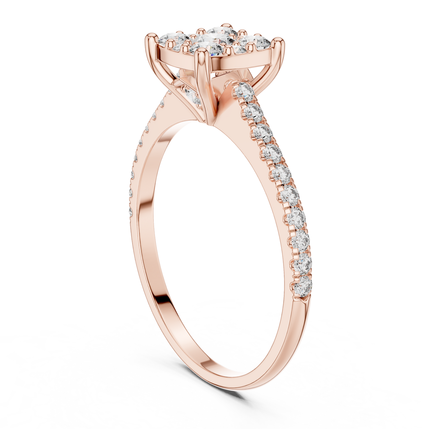 Round Cut Lab Grown Diamond illusion Set Gold Ring