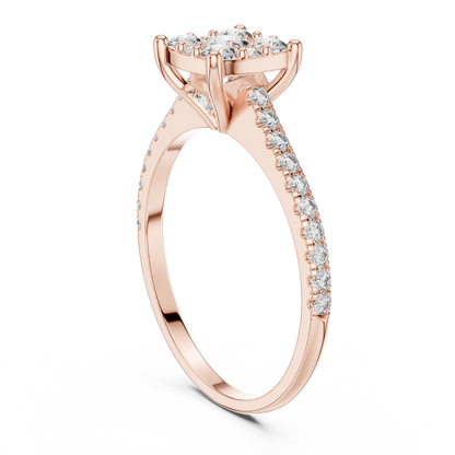 Round Cut Lab Grown Diamond illusion Set Gold Ring