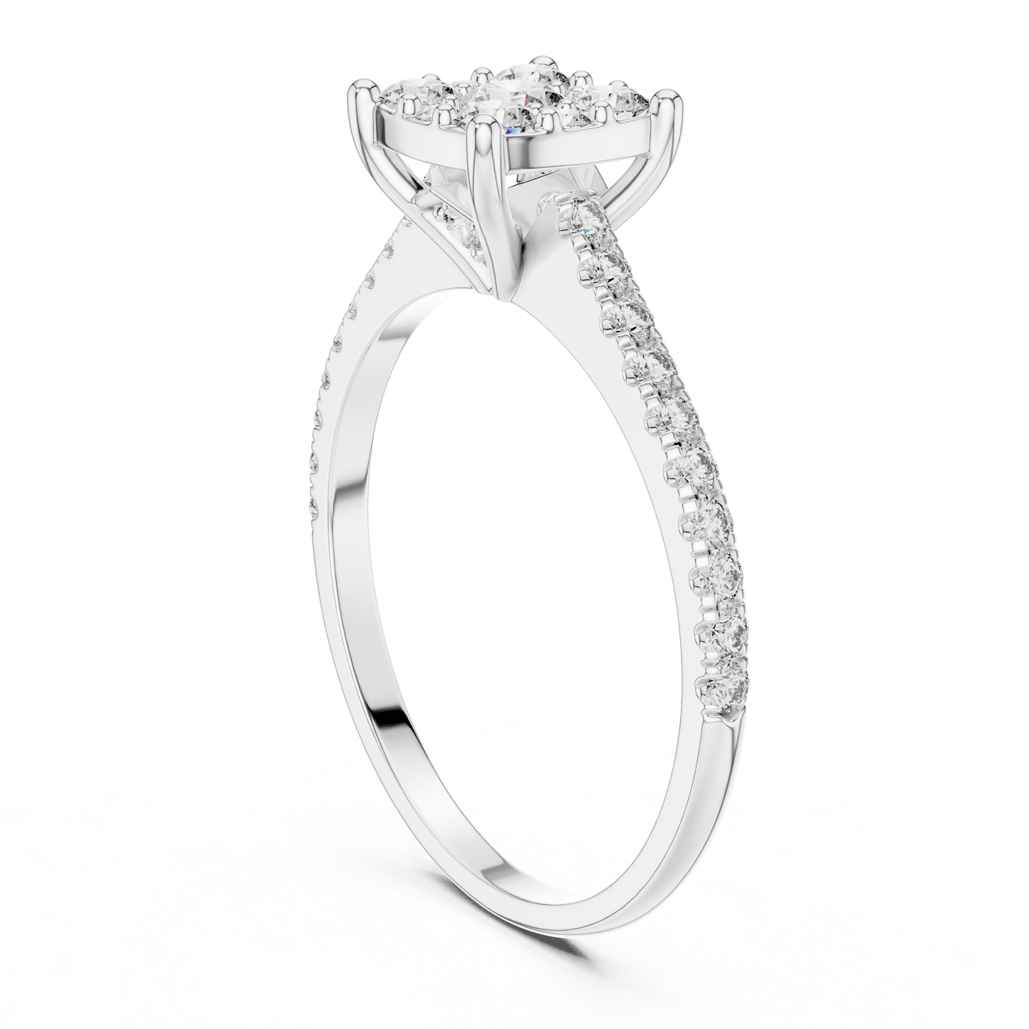 Round Cut Lab Grown Diamond illusion Set Gold Ring