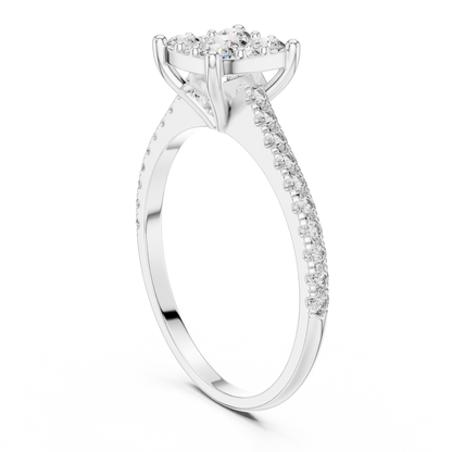 Round Cut Lab Grown Diamond illusion Set Gold Ring