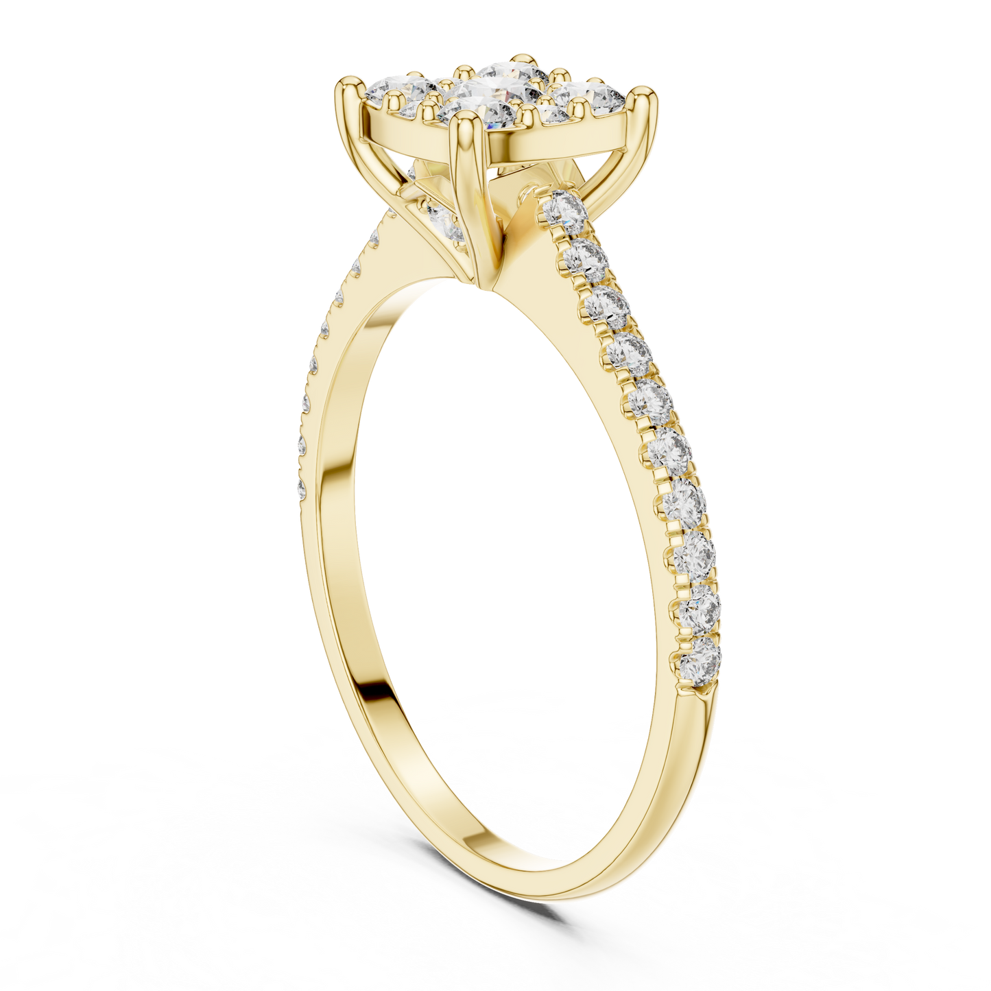 Round Cut Lab Grown Diamond illusion Set Gold Ring