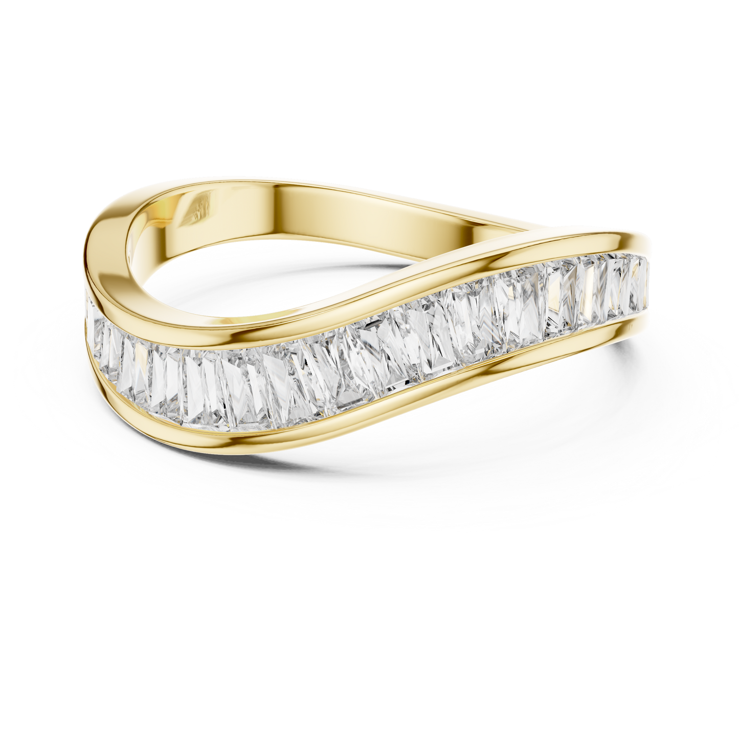 Curved Baguette Lab Grown Diamond Wedding Band