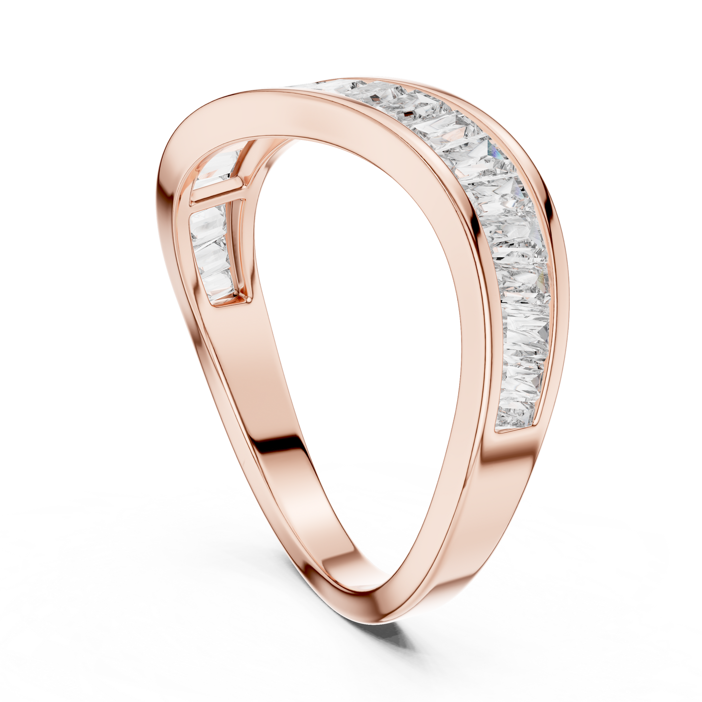 Curved Baguette Lab Grown Diamond Wedding Band