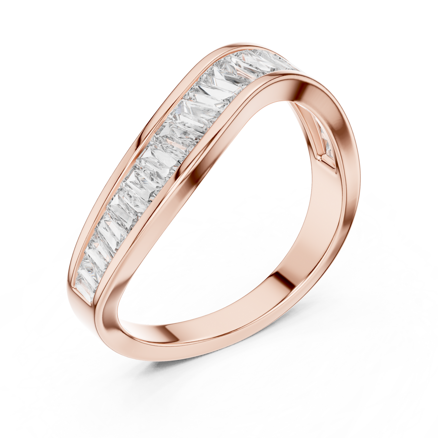 Curved Baguette Lab Grown Diamond Wedding Band