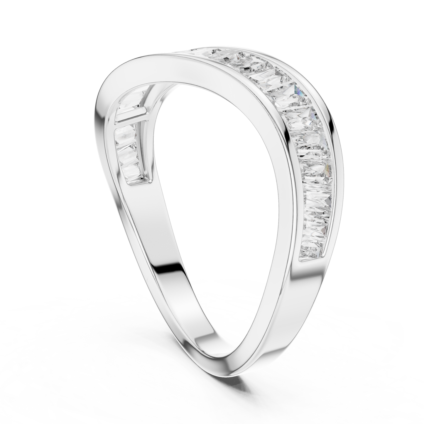 Curved Baguette Lab Grown Diamond Wedding Band