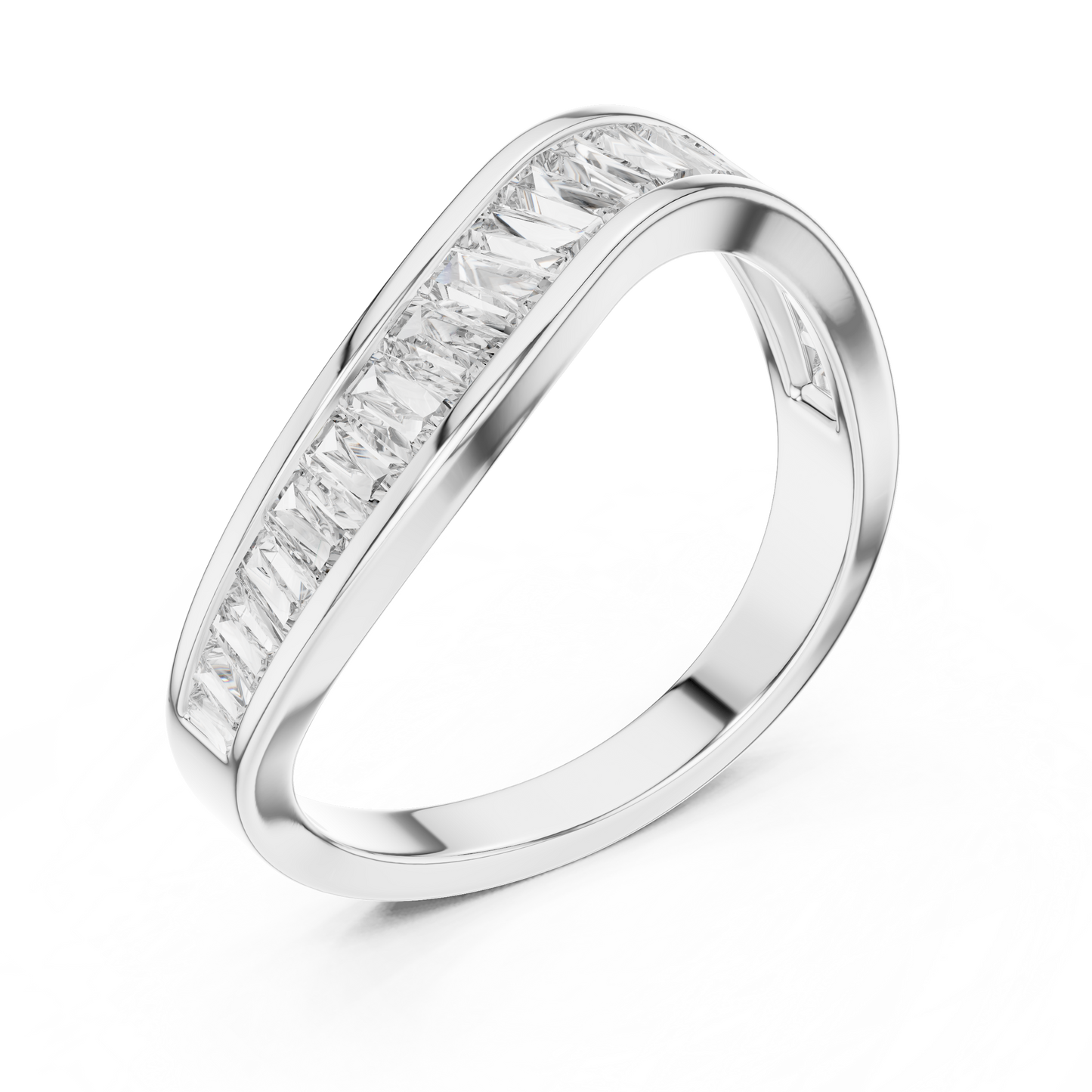 Curved Baguette Lab Grown Diamond Wedding Band