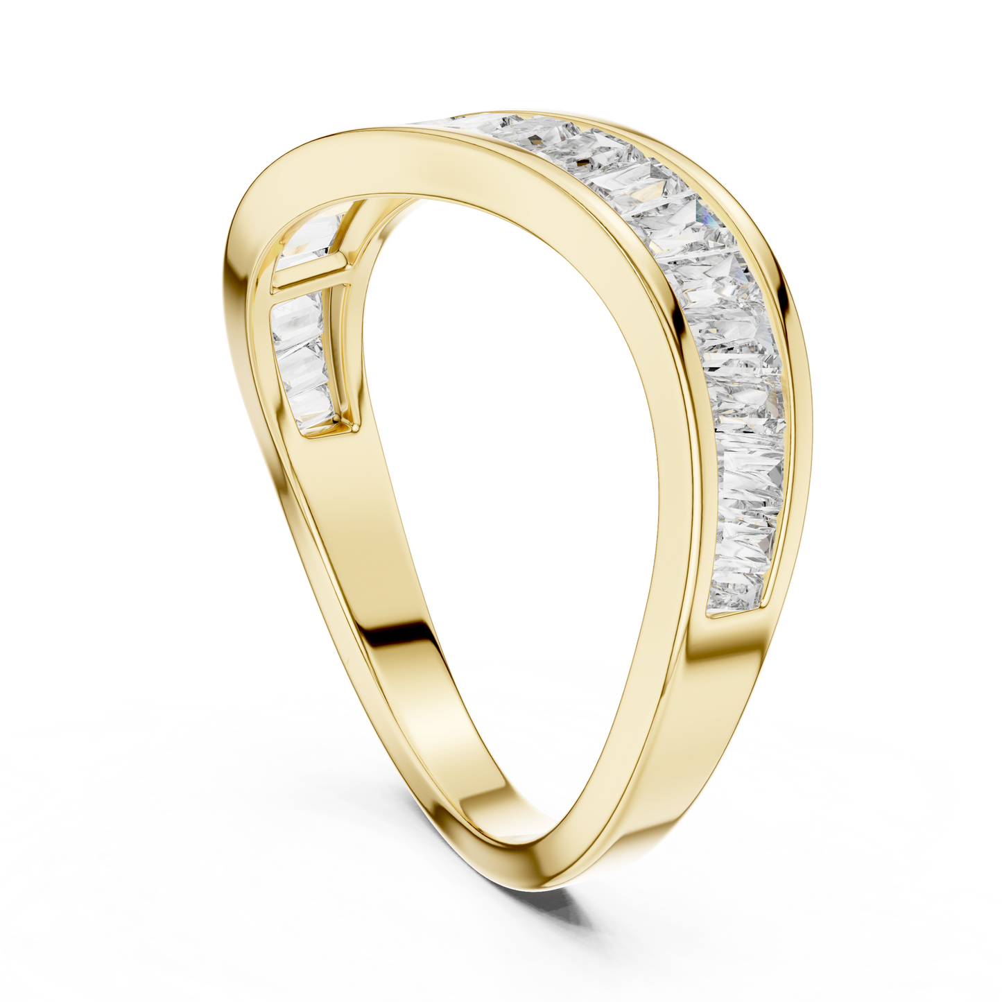 Curved Baguette Lab Grown Diamond Wedding Band