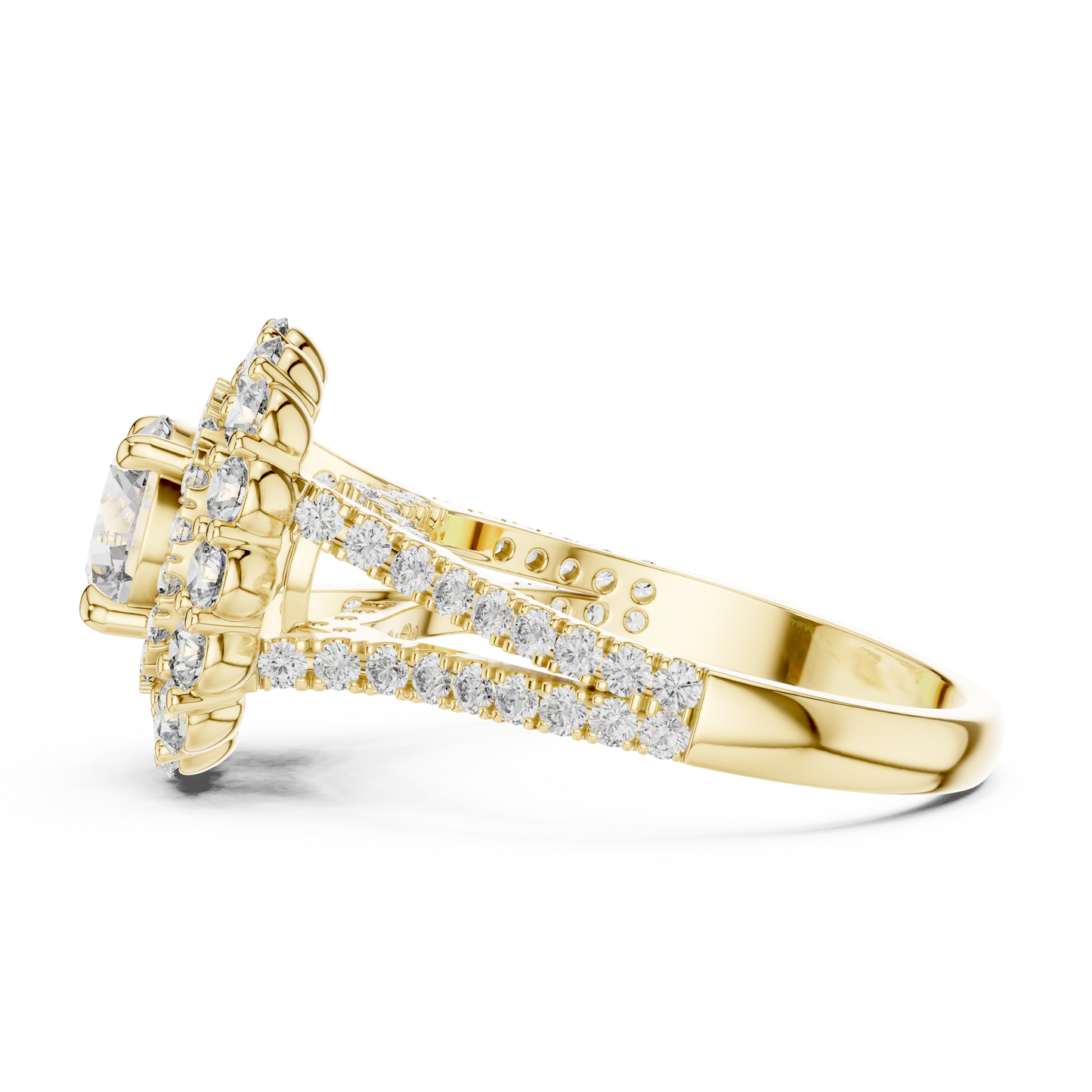 Round Lab Grown Diamond Double Halo Engagement Ring in White Gold