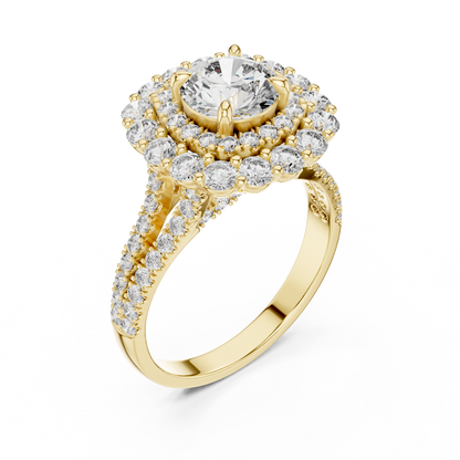 Round Lab Grown Diamond Double Halo Engagement Ring in White Gold