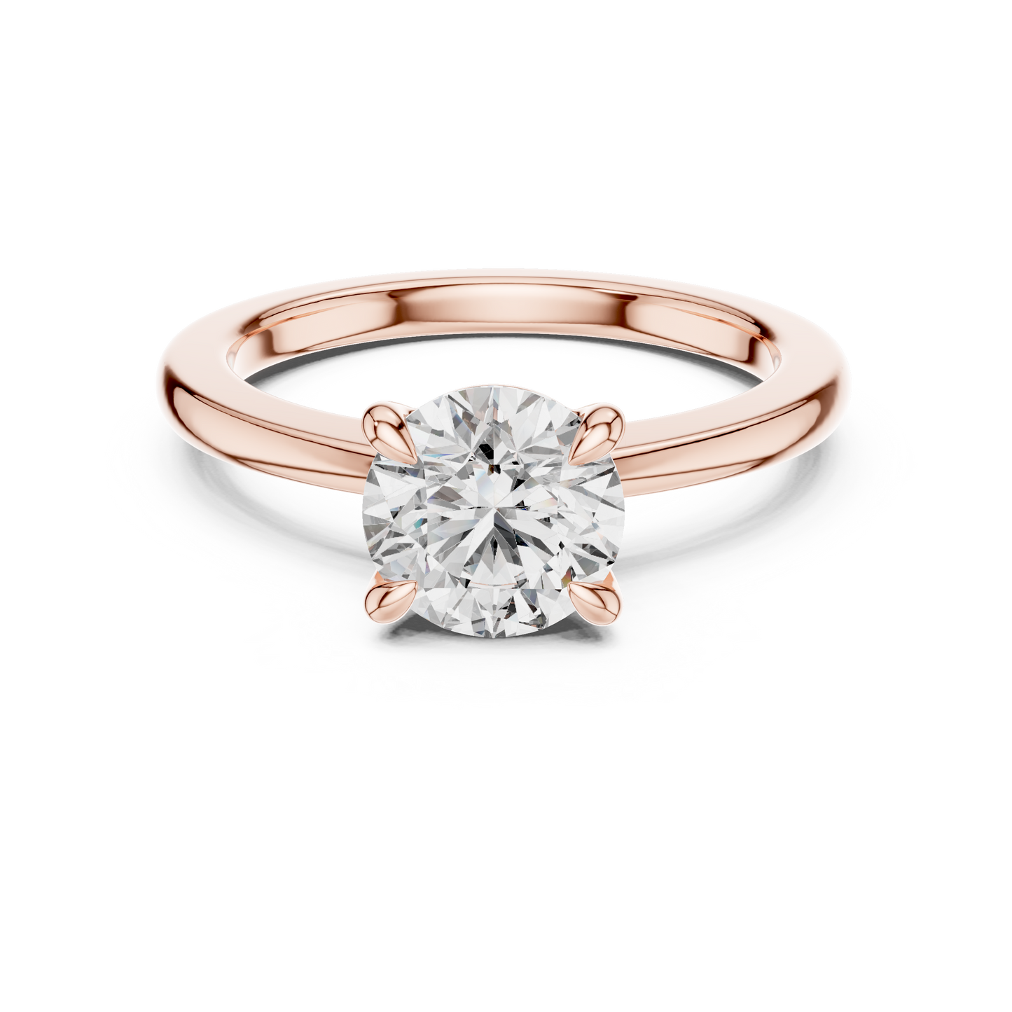 Round Lab Grown Diamond Solitaire Engagement Ring in 14k Rose Gold