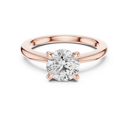 Round Lab Grown Diamond Solitaire Engagement Ring in 14k Rose Gold