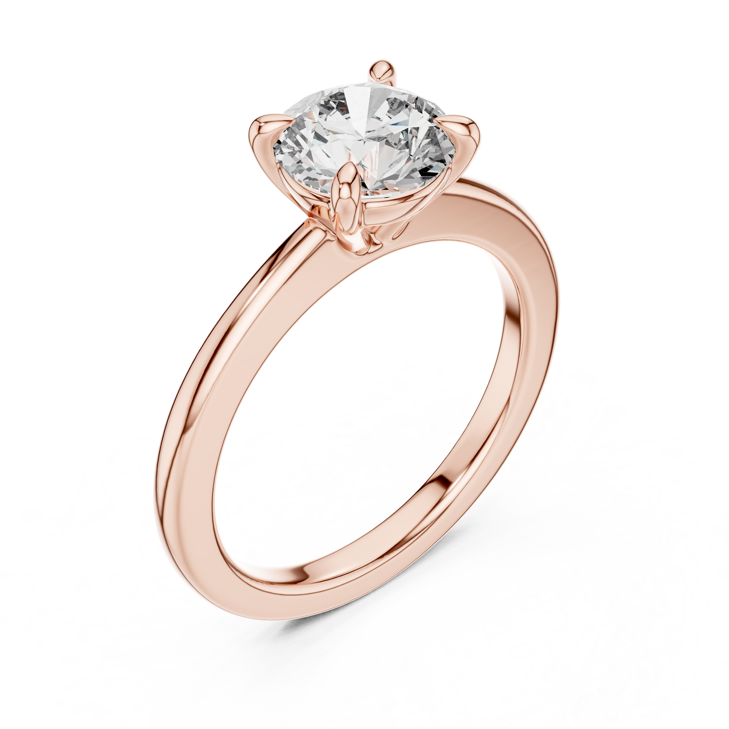 Round Lab Grown Diamond Solitaire Engagement Ring in 14k Rose Gold