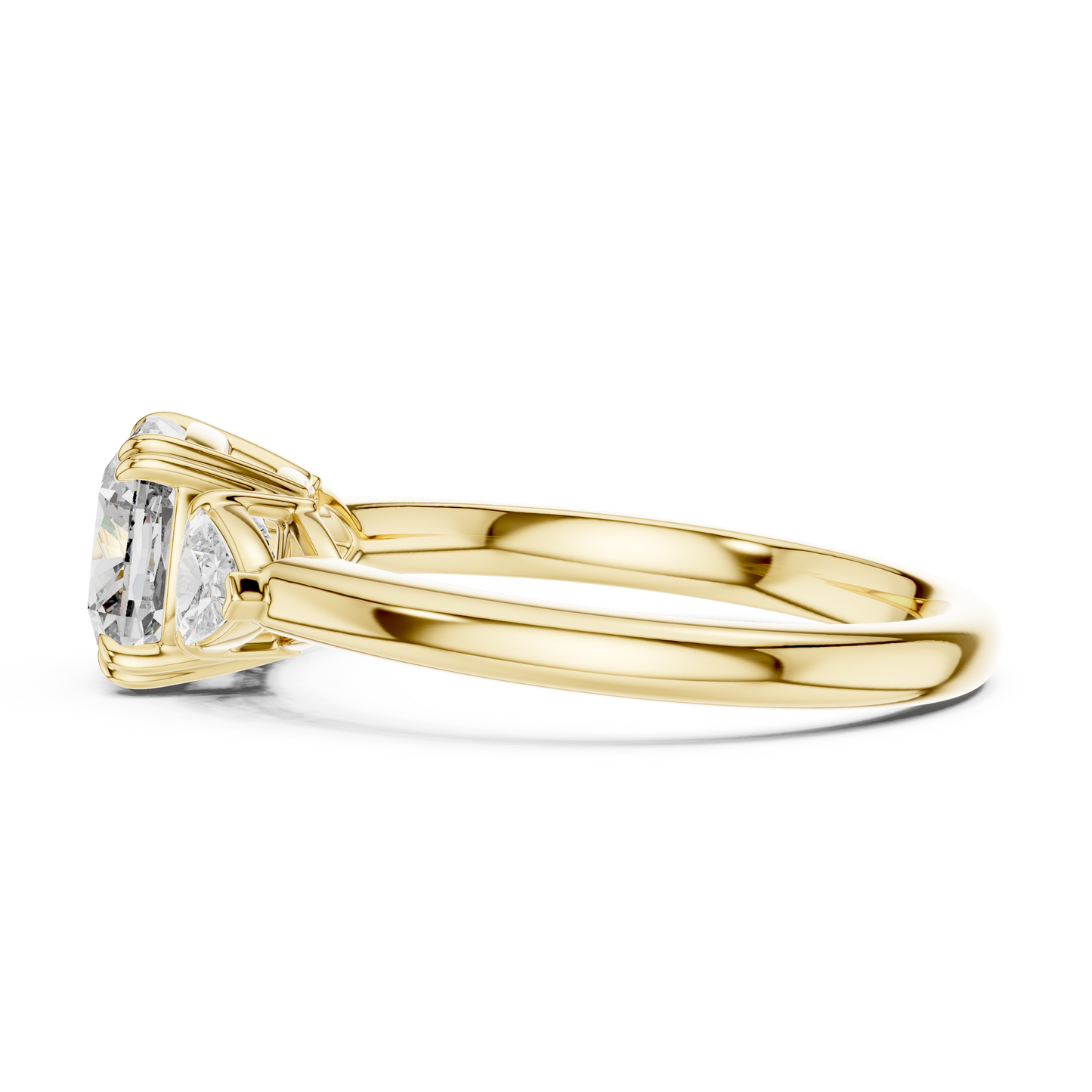 Cushion Lab Grown Diamond Engagement Ring With Trillion Side Accents