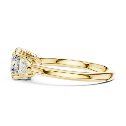 Cushion Lab Grown Diamond Engagement Ring With Trillion Side Accents