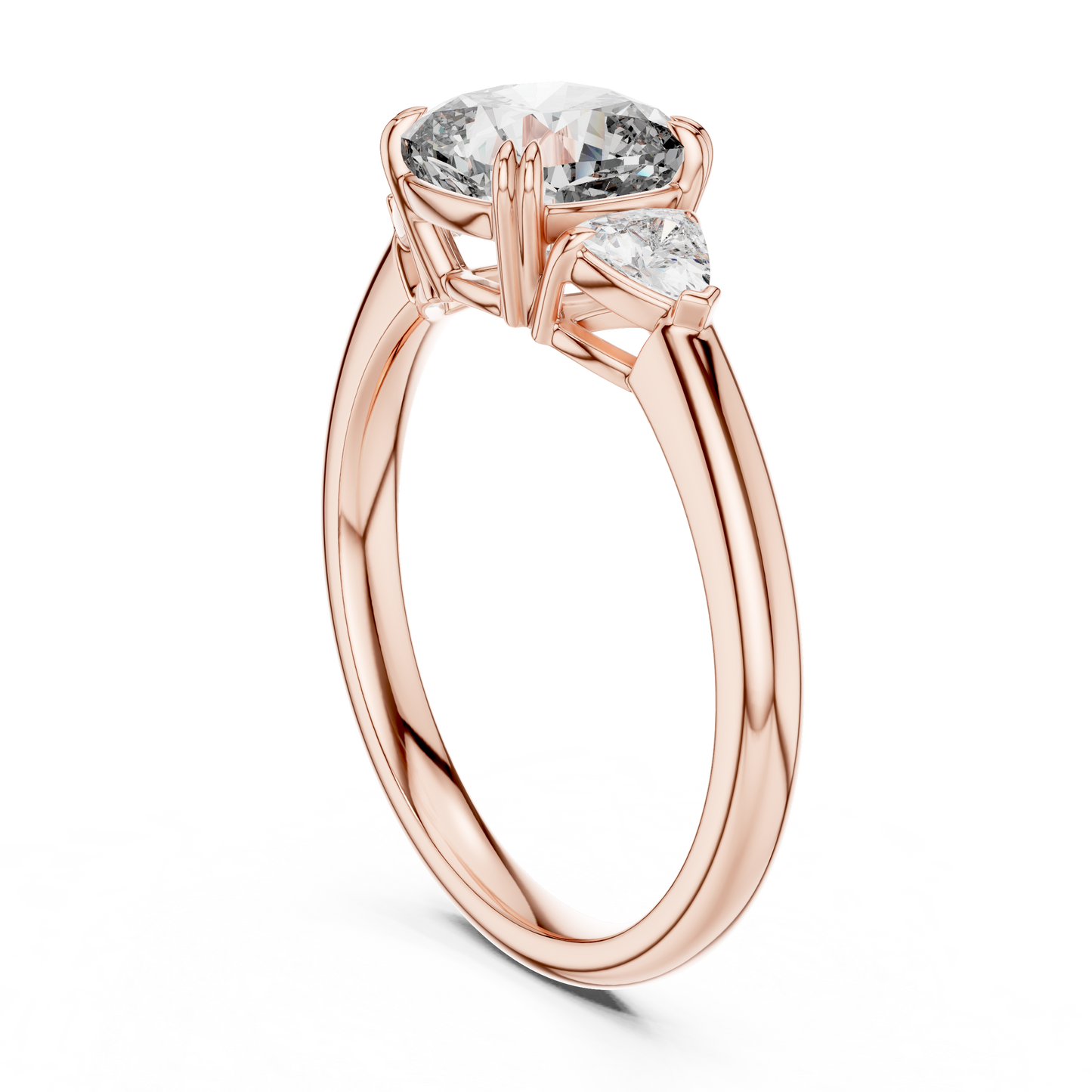 Cushion Lab Grown Diamond Engagement Ring With Trillion Side Accents