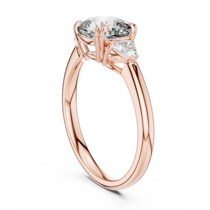 Cushion Lab Grown Diamond Engagement Ring With Trillion Side Accents