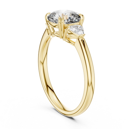Cushion Lab Grown Diamond Engagement Ring With Trillion Side Accents
