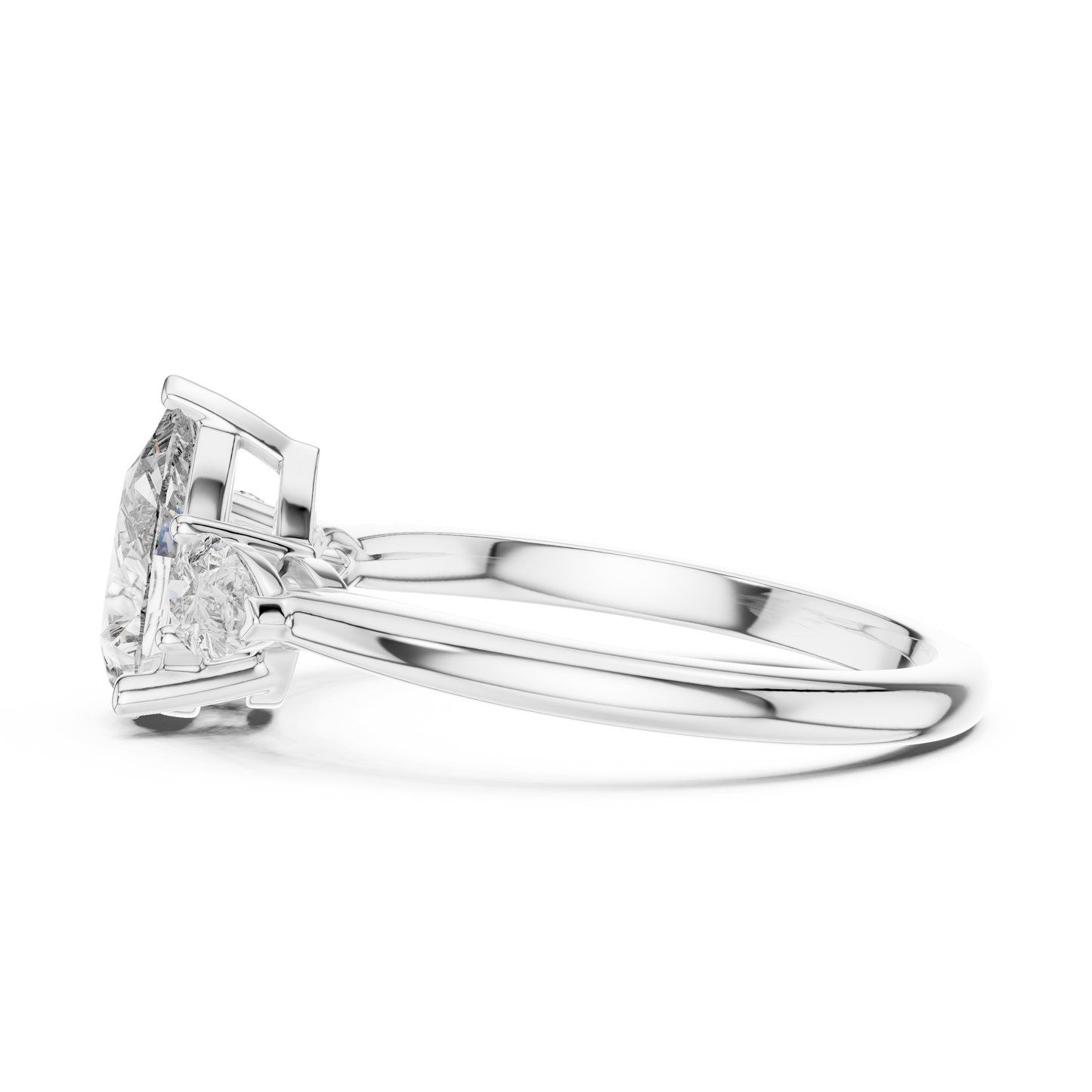 Pear Cut Lab Grown Diamond Three Stone Gold Ring