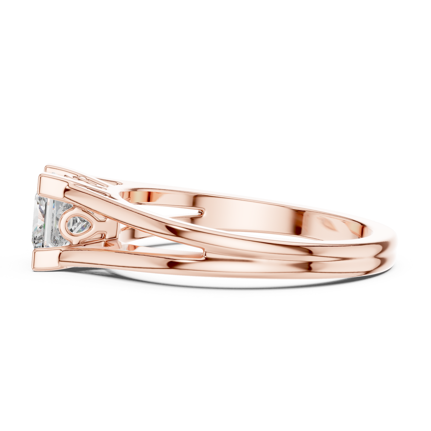 Princess Cut Lab Grown Diamond Split Shank Engagement Ring