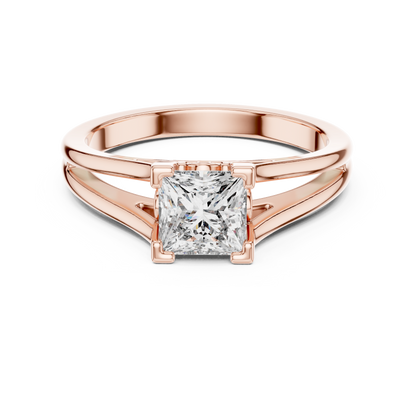 Princess Cut Lab Grown Diamond Split Shank Engagement Ring