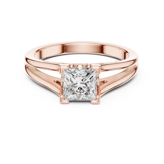 Princess Cut Lab Grown Diamond Split Shank Engagement Ring