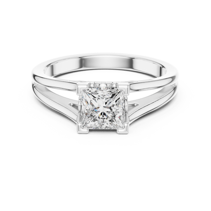 Princess Cut Lab Grown Diamond Split Shank Engagement Ring