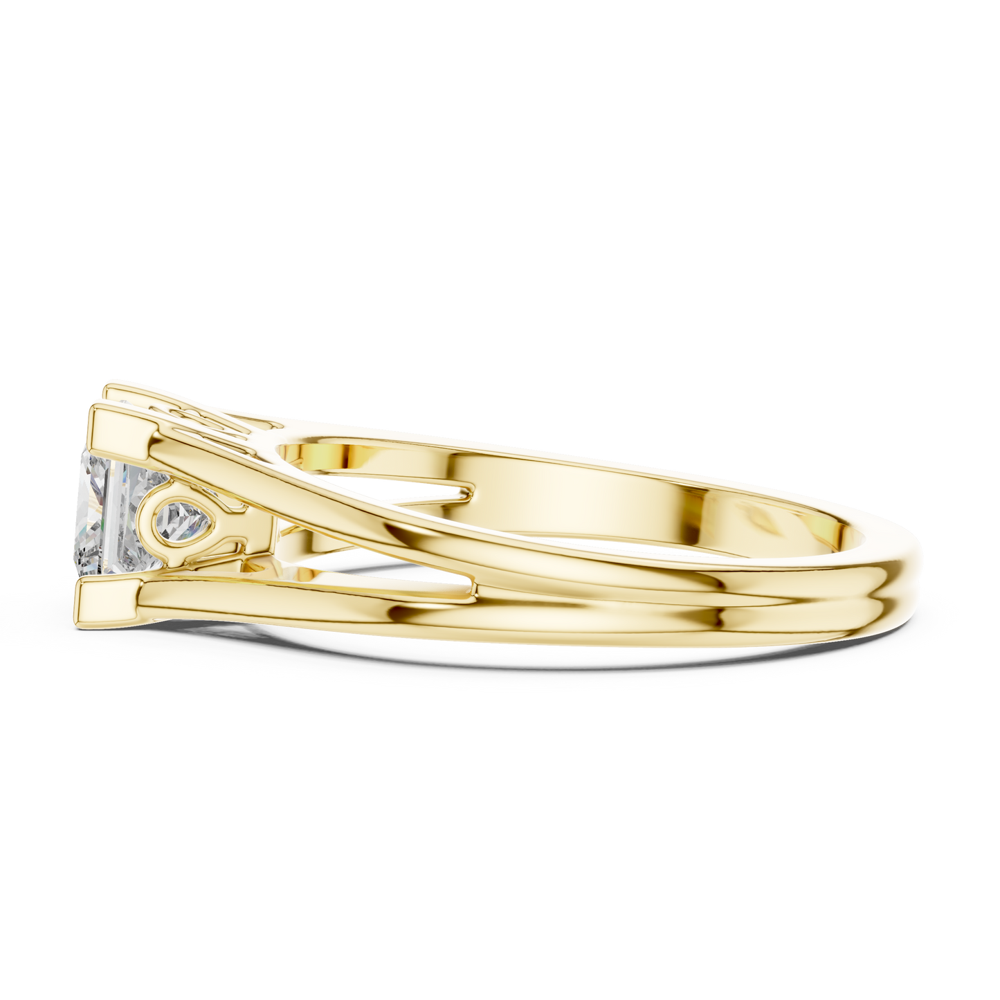 Princess Cut Lab Grown Diamond Split Shank Engagement Ring